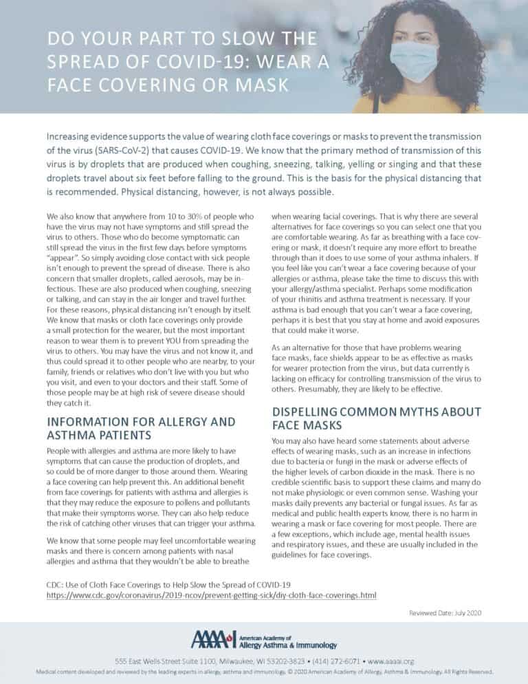 Do Your Part to Slow the Spread of COVID-19: Wear a Face Covering or Mask